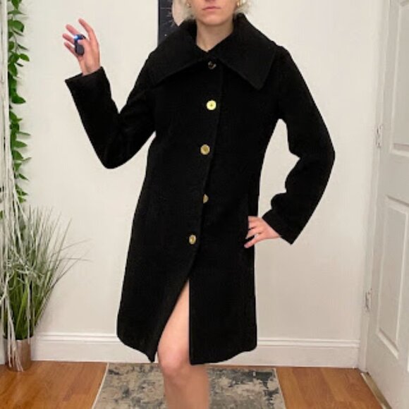 Coach Single-Breasted Button-Up Coat Long Sleeve Size S Black - Picture 5 of 16